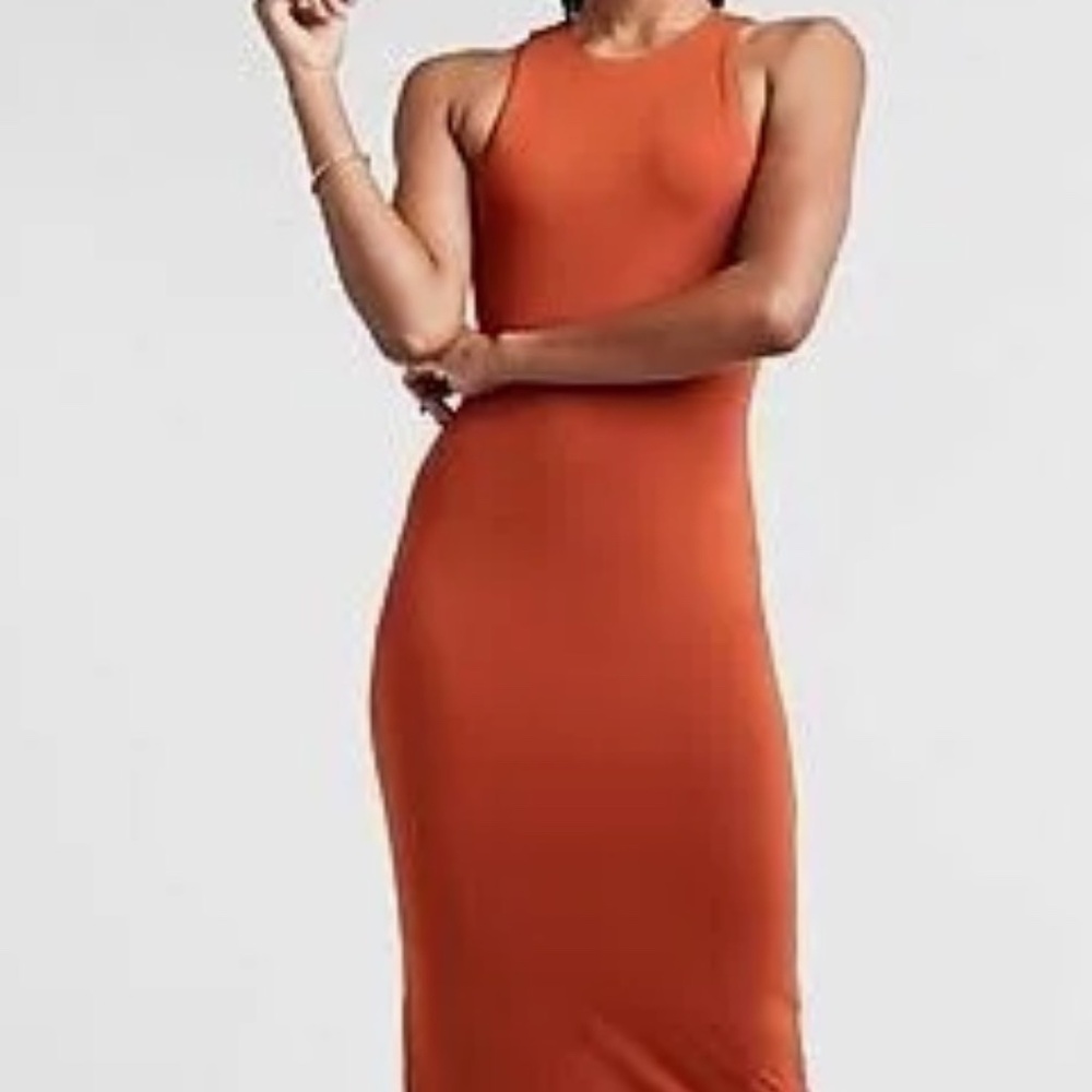 EXPRESS Body Contour High Neck Back Cutout Maxi Dress